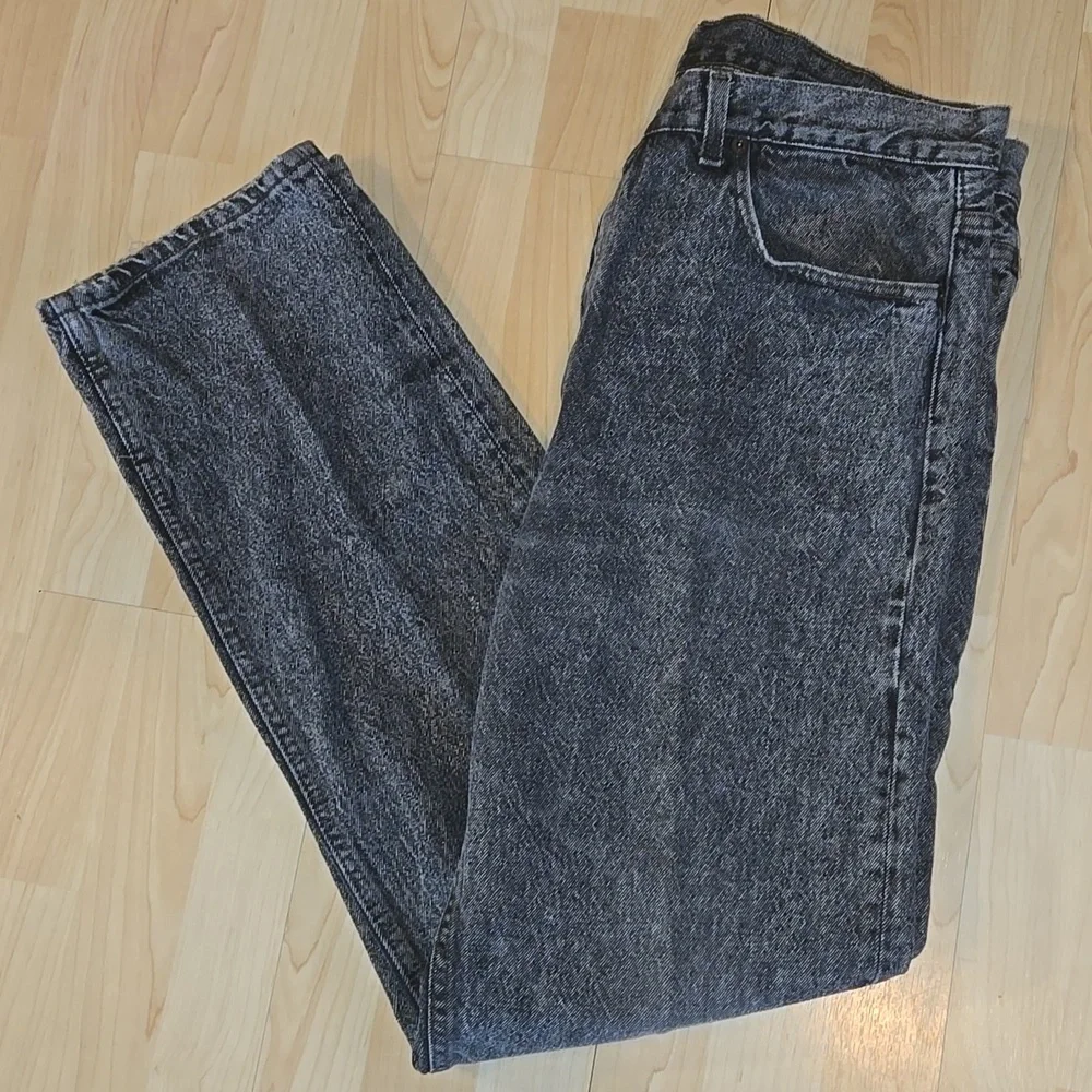 Vintage Levi 501 Button Fly Black Wash Jeans 38x32 Usa Made Ripped Crotch - Picture 14 of 16